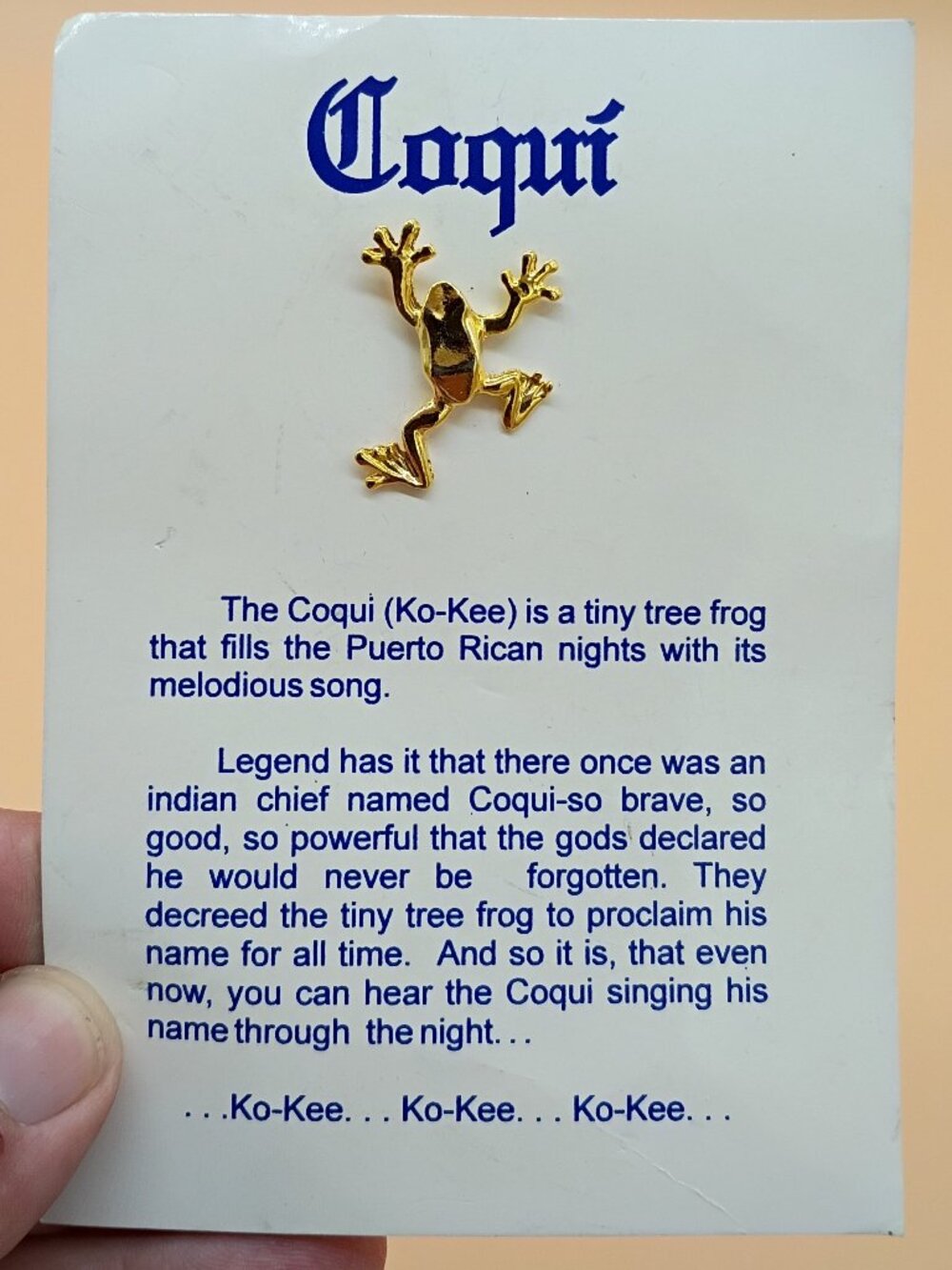 Cute Coqui Frog Pin Puerto Rico Vintage Y2K Gold Tone
